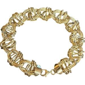 Gold Vermeil over Sterling Silver Linked Bracelet Made in Turkey 7.5 Inch Vintag